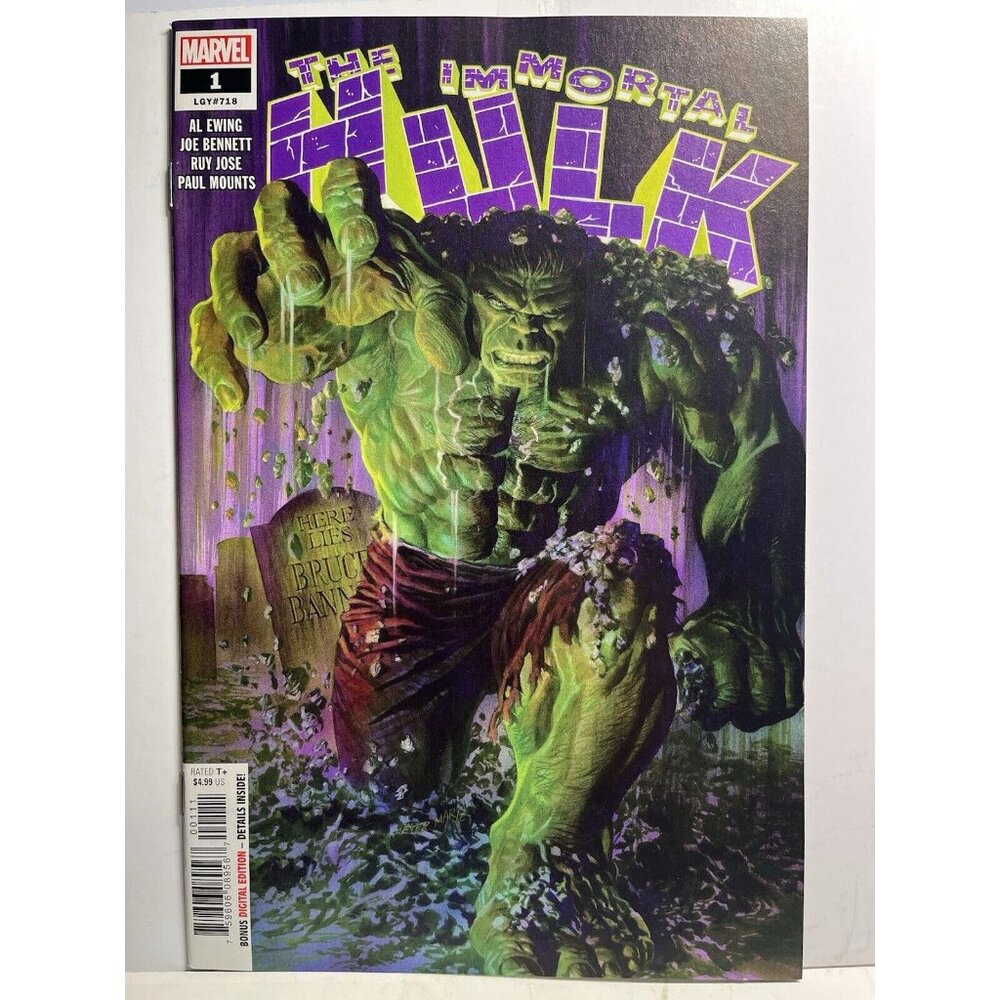 Marvel Immortal Hulk #1 (2018) Alex Ross Homage Cover First Appearance NM Comic!